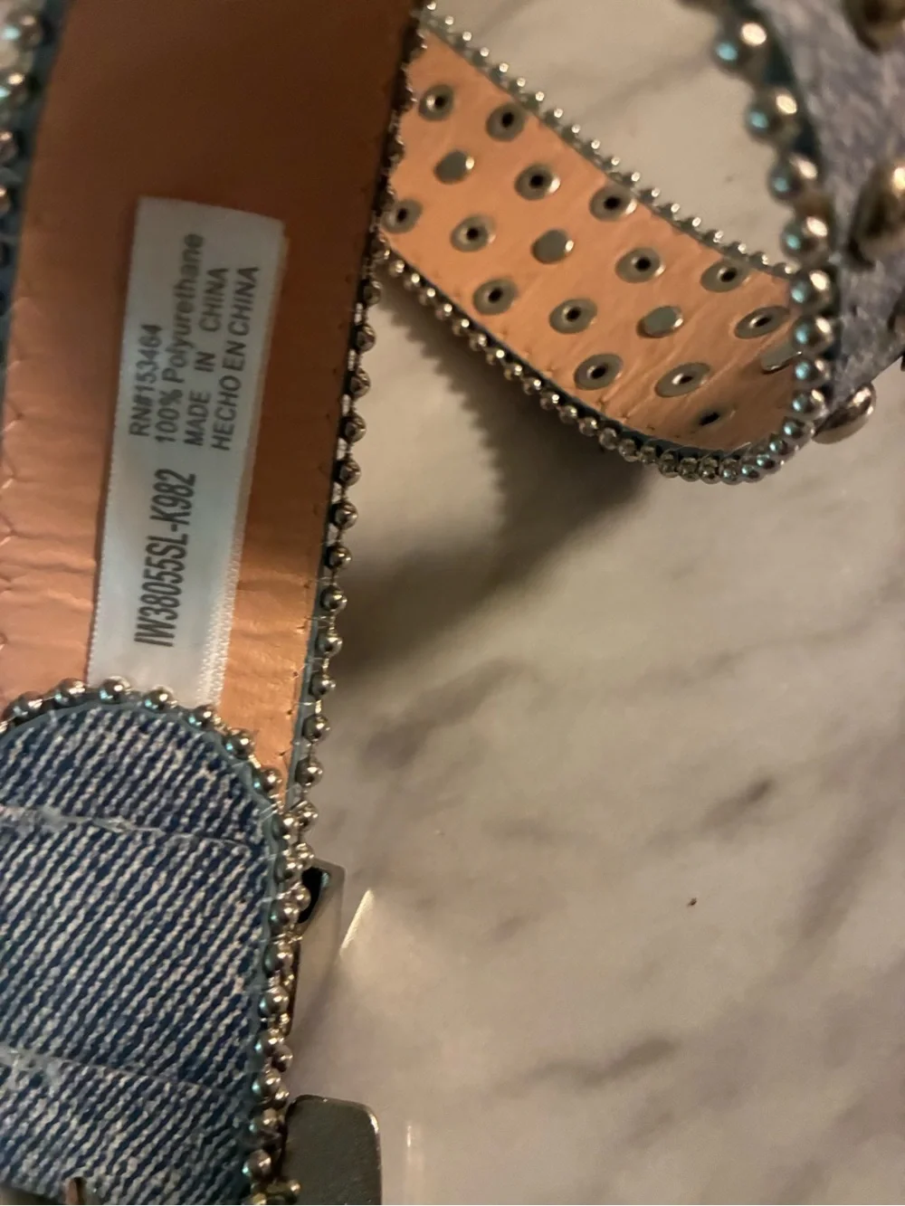 Denim Rhinestone Studded Women's Belt - Blue